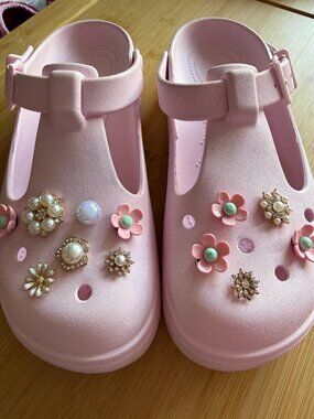 Crocs Classic Mary Jane Clog Ballerina Pink + Free Charms Women's 9